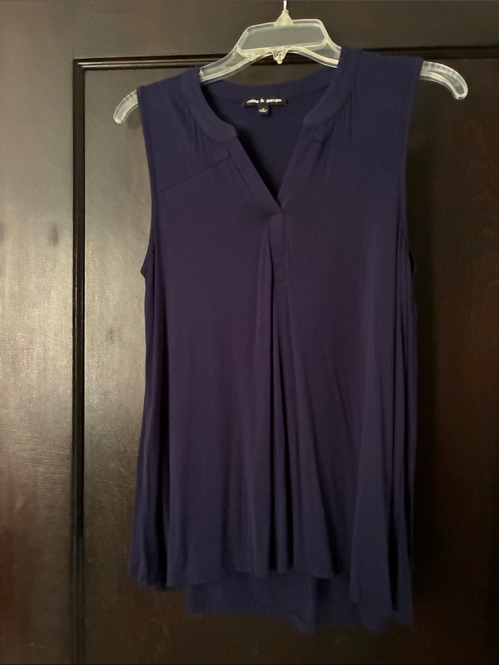 Dark Navy Sleeveless V-neck Swing Top